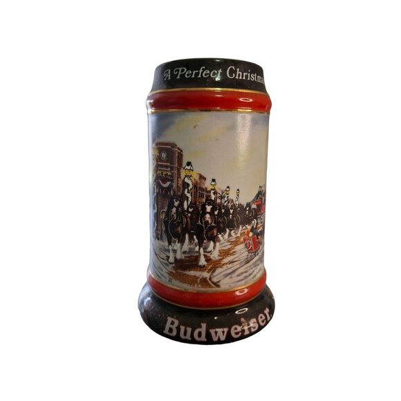 Budweiser 1992 A Perfect Christmas Collector's Series Stein By Ceramarte - Picture 1 of 9